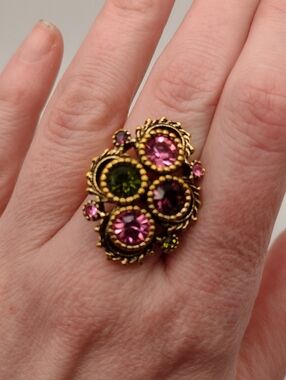 Vintage 70s Austrian Crystal Cocktail Ring